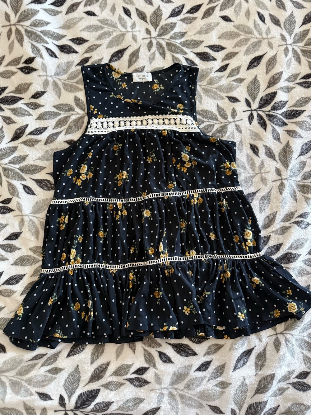 Floral Tiered Tank Top with Eyelet Trim